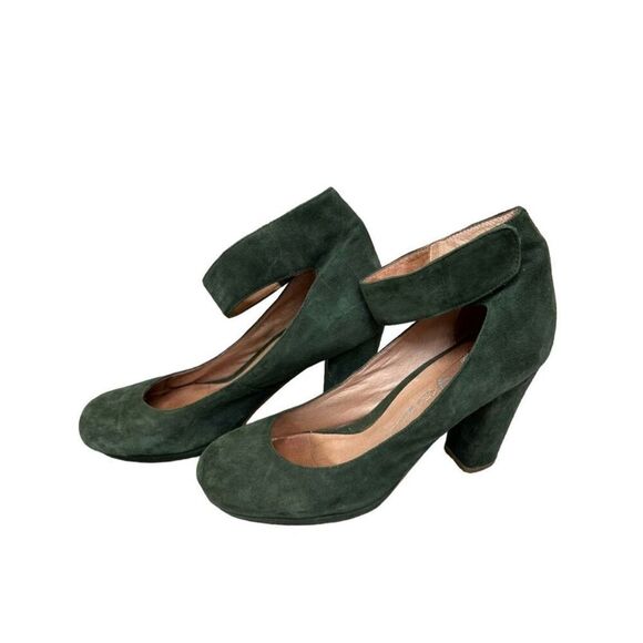 Jeffrey Campbell Aurora Green Suede Pumps Ankle Strap Block Heel Women 9.5 Rare - Picture 11 of 13